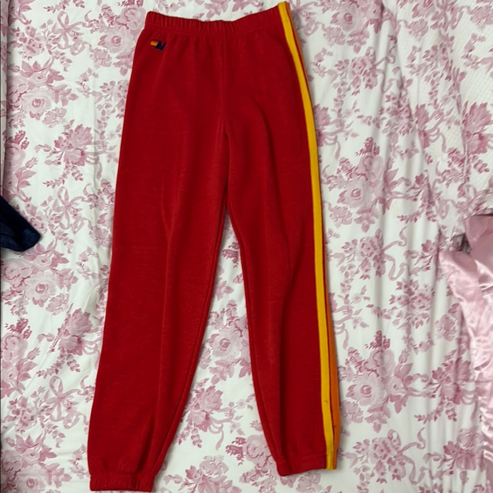 Aviator Nation Red and Yellow Sweatpants Relaxed Fit